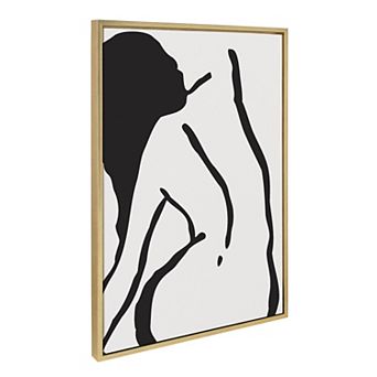 Sylvie Timeless Feminine Figural Drawing 2 Framed Canvas by The Creative Bunch Studio