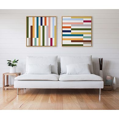 Sylvie Modern Color Block Stacks I Framed Canvas by The Creative Bunch Studio
