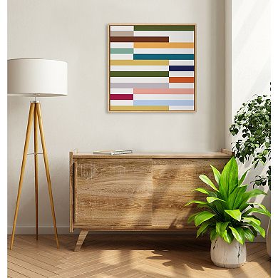 Sylvie Modern Color Block Stacks I Framed Canvas by The Creative Bunch Studio