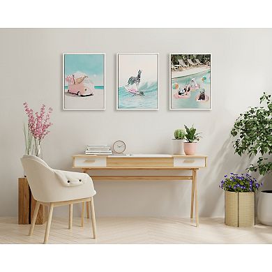 Sylvie Beaded Pool Party Framed Canvas by July Art Prints