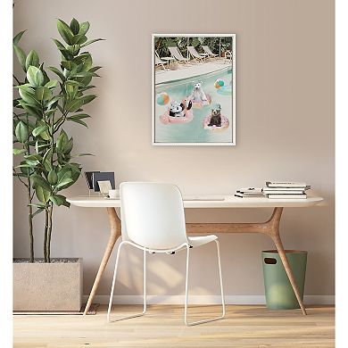 Sylvie Beaded Pool Party Framed Canvas by July Art Prints