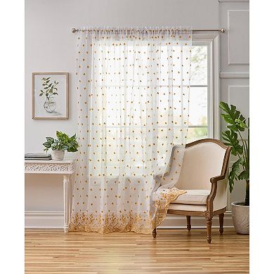 BrylaneHome Embroidered Voile Panel