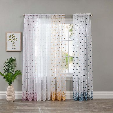 BrylaneHome Embroidered Voile Panel