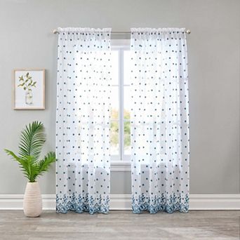 BrylaneHome Embroidered Voile Panel