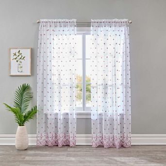 BrylaneHome Embroidered Voile Panel