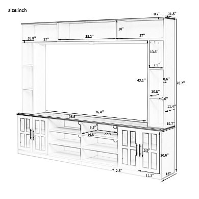 Merax Modern TV Stand Media Console with Cabinets