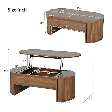 Merax 47.2''Lift Top Coffee Table with Hidden Compartment