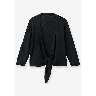 Woman Within Plus Size Versa-Tie Cardigan