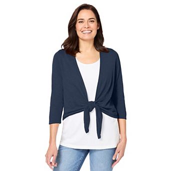 Woman Within Plus Size Versa-Tie Cardigan