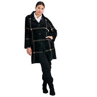 Avenue Women's Plus Size Gigi Check Sweater Coat