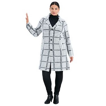 Avenue Women's Plus Size Gigi Check Sweater Coat