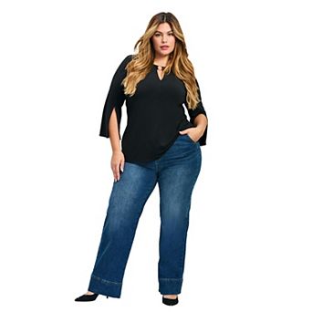 Avenue Women's Plus Size Kira Wide Leg Jean