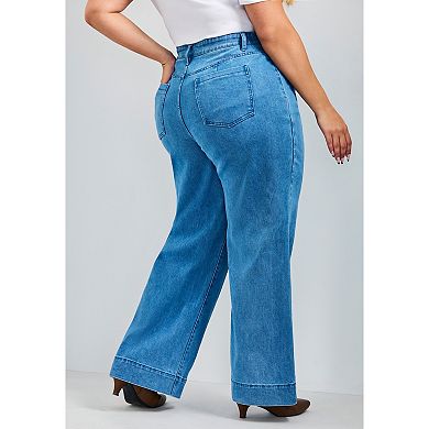 Avenue Women's Plus Size Emma Wide Leg Jean