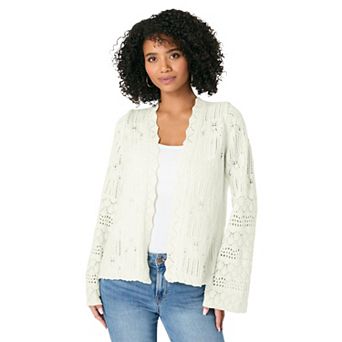 Roaman's Women's Plus Size Crochet Cardigan Sweater