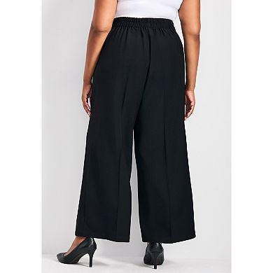Avenue Women's Plus Size Anna Wide Leg Pleat Front Pant