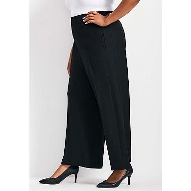 Avenue Women's Plus Size Anna Wide Leg Pleat Front Pant