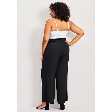 Avenue Women's Plus Size Elly Wide Leg Pull On Pant