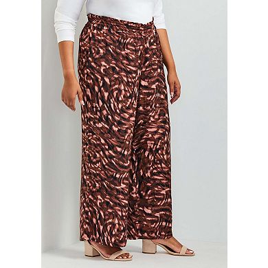 Avenue Women's Plus Size Elly Wide Leg Pull On Pant
