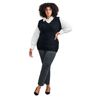Avenue Women's Plus Size Eva Split Detail Ponte Pant