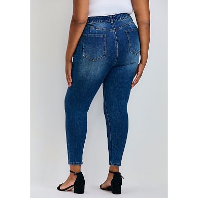 Avenue Women's Plus Size La Luna Zip Detail Skinny Jean