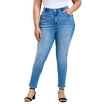 Avenue Women's Plus Size La Luna Zip Detail Skinny Jean