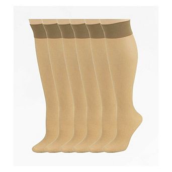 Women's Queen Size Stay-Up Nylon Knee Highs Comfort Hosiery with Reinforced Toe