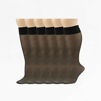 Women's Queen Size Stay-Up Nylon Knee Highs Comfort Hosiery with Reinforced Toe