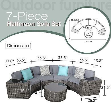7 Piece Curved Patio Sofa set