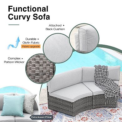 7 Piece Curved Patio Sofa set