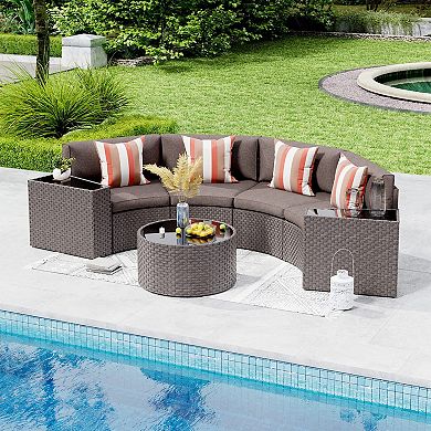 7 Piece Curved Patio Sofa set