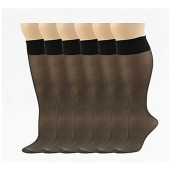 Women's Cotton Sole Knee Highs Regular & Queen Sizes 6 Pair Packs