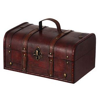 Small Decorative Vintage Wooden Storage Box A Charming Treasure Chest Ideal for Storing Valuables
