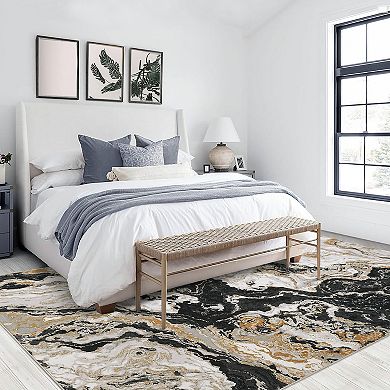 Garvee Contemporary Abstract Printed Area Rug Machine Washable for Living Room Bedroom Kitchen