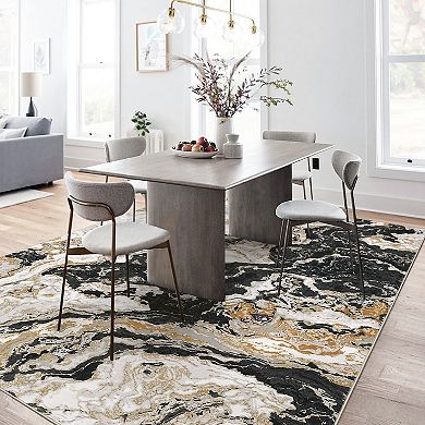 Garvee Contemporary Abstract Printed Area Rug Machine Washable for Living Room Bedroom Kitchen