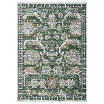 Garvee Faux Wool Vintage Boho Printed Area Rug Ultra Thin Soft Carpet for Living Room Bedroom