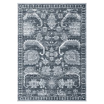 Garvee Faux Wool Vintage Boho Printed Area Rug Ultra Thin Soft Carpet for Living Room Bedroom