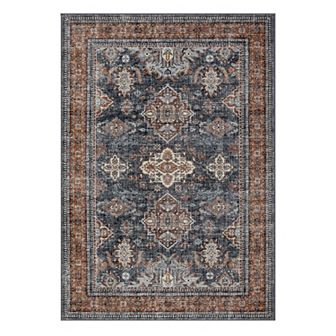 Garvee Washable Terry Velvet Vintage Floral Printed Non SlipArea Rug for Indoor Use