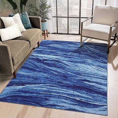 Garvee Modern Abstract Rough Printed Area Rug Soft Machine Washable Indoor Throw Carpet
