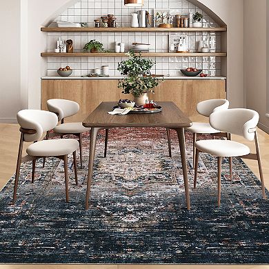 Garvee Vintage Distressed Printed Machine Washable Area Rug for Living Room Bedroom