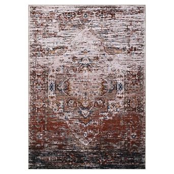 Garvee Vintage Distressed Printed Machine Washable Area Rug for Living Room Bedroom