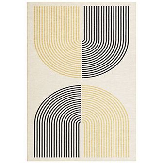 Garvee Modern Semicircle Arch Printed Machine Washable Area Rug for Living Room Bedroom Kitchen