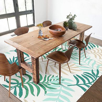 Garvee Machine Washable Modern Colorful Leafy Printed Area Rug for Indoor Use