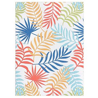 Garvee Machine Washable Modern Colorful Leafy Printed Area Rug for Indoor Use