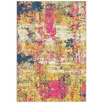 Garvee Pearl Velvet Machine Washable Modern Abstract Colorful Printed Indoor Area Rug