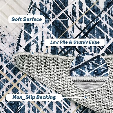 Garvee Modern Abstract Illusionary Border Printed Area Rug Soft Carpet for Living Room Bedroom