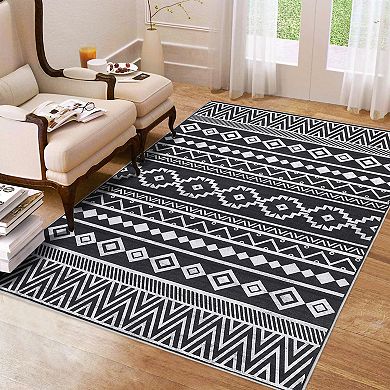 Garvee Boho Geometric Printed Non Slip Area Rug Machine Washable for Indoor Decor