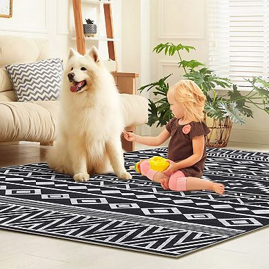 Garvee Boho Geometric Printed Non Slip Area Rug Machine Washable for Indoor Decor