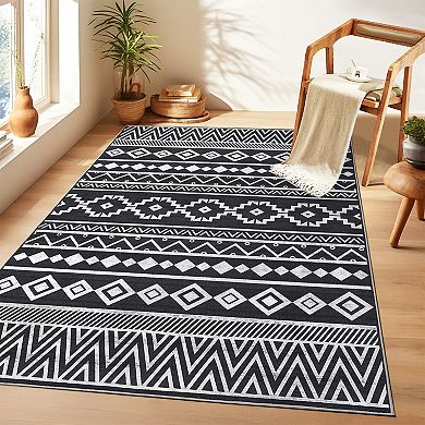Garvee Boho Geometric Printed Non Slip Area Rug Machine Washable for Indoor Decor