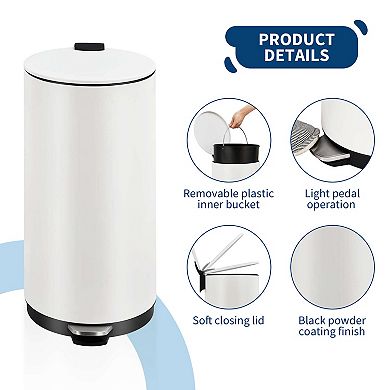 30L/8 Gallon Round Trash Can, with Removable Inner Bucket for Bathroom