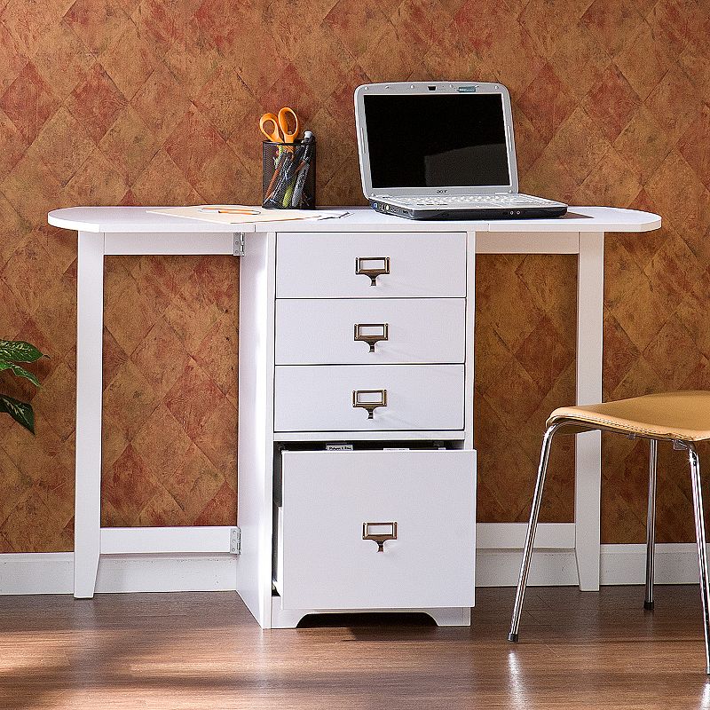 SEI Furniture Fold Out Organizer Convertible Desktop Craft Desk  White